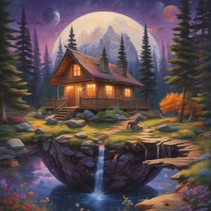 Enchanted Cabin in the Woods Art Print